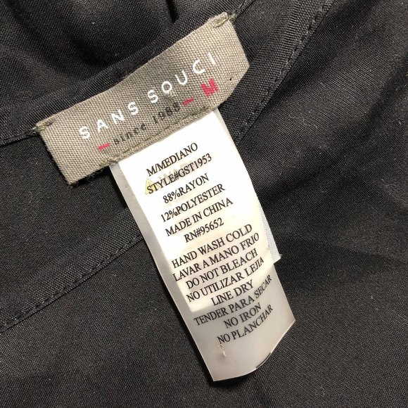 NEW Sans Souci Solid Black Round Neck Back Slits Sleeveless Top M - Picture 3 of 8